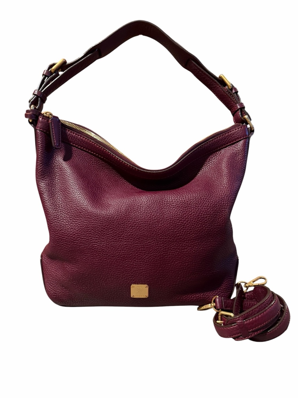 MCM Pebbled Leather Hobo Shoulder Bag